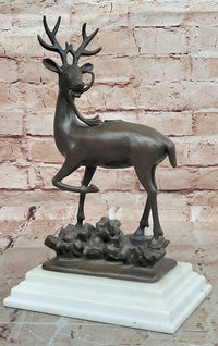 Collectible Figurines Bronze Deer Statues and Sculptures with Marble Base Animal