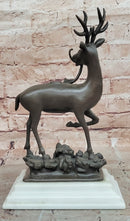 Collectible Figurines Bronze Deer Statues and Sculptures with Marble Base Animal
