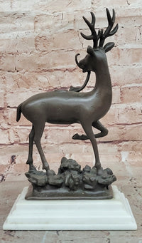 Collectible Figurines Bronze Deer Statues and Sculptures with Marble Base Animal