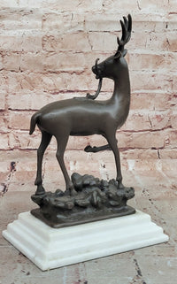 Collectible Figurines Bronze Deer Statues and Sculptures with Marble Base Animal
