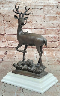Collectible Figurines Bronze Deer Statues and Sculptures with Marble Base Animal