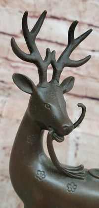 Collectible Figurines Bronze Deer Statues and Sculptures with Marble Base Animal