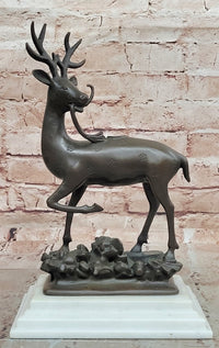 Collectible Figurines Bronze Deer Statues and Sculptures with Marble Base Animal