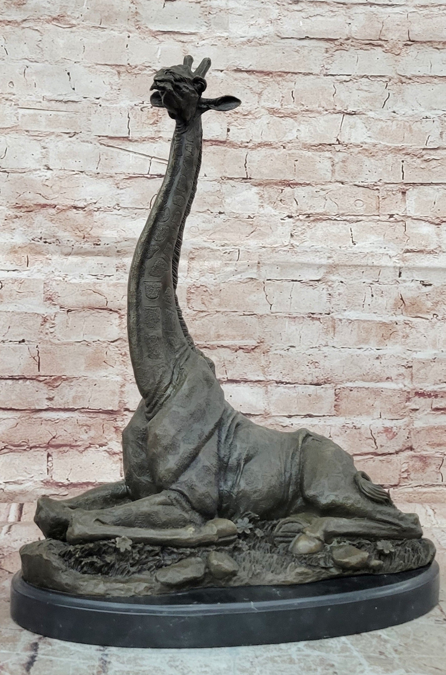 Giraffe Bronze Statue Sculpture Animal Home Decoration Signed Nick Figurine Hot Cast