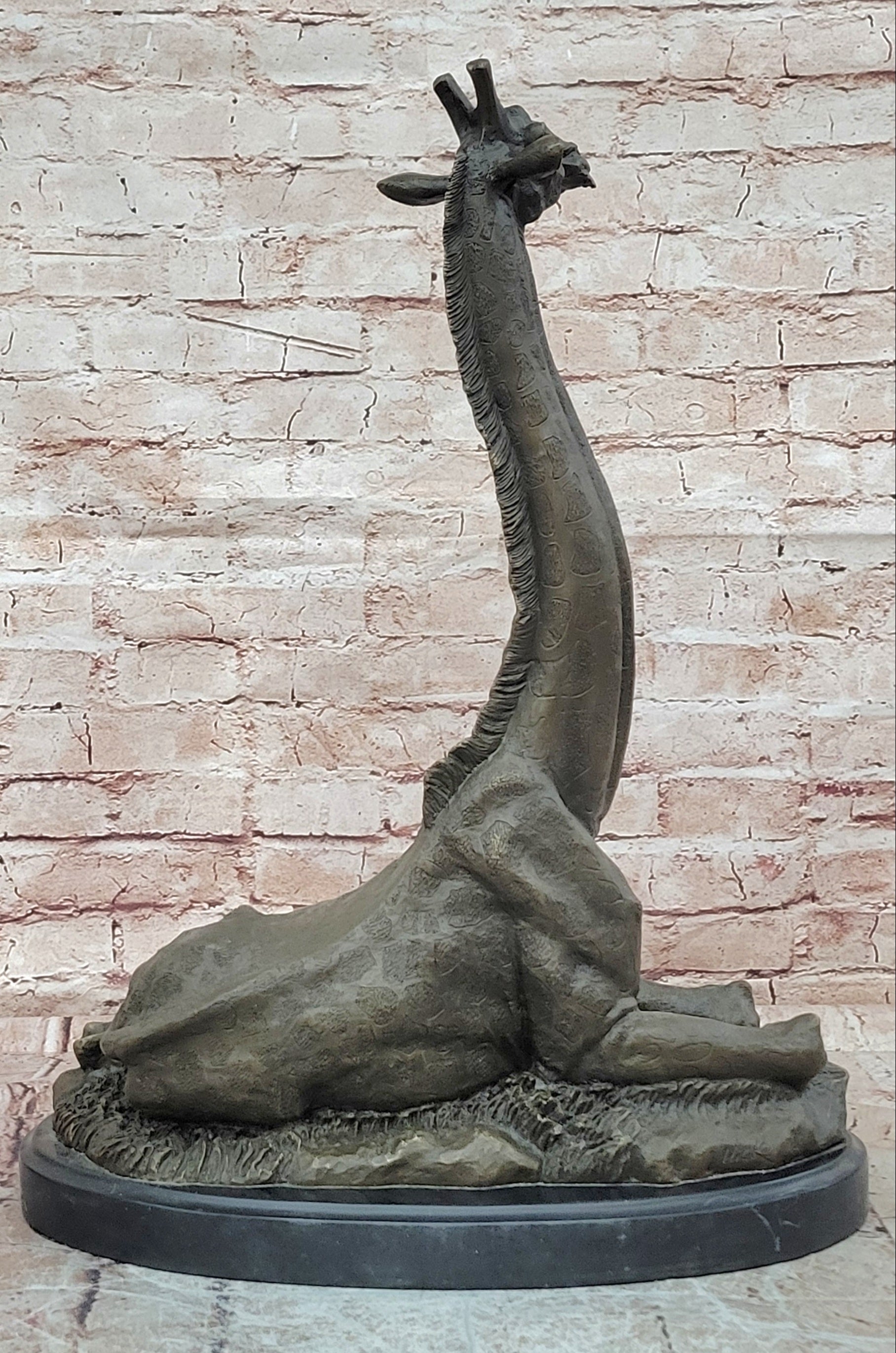 Giraffe Bronze Statue Sculpture Animal Home Decoration Signed Nick Figurine Hot Cast