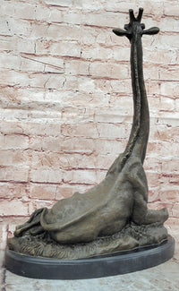 Giraffe Bronze Statue Sculpture Animal Home Decoration Signed Nick Figurine Hot Cast