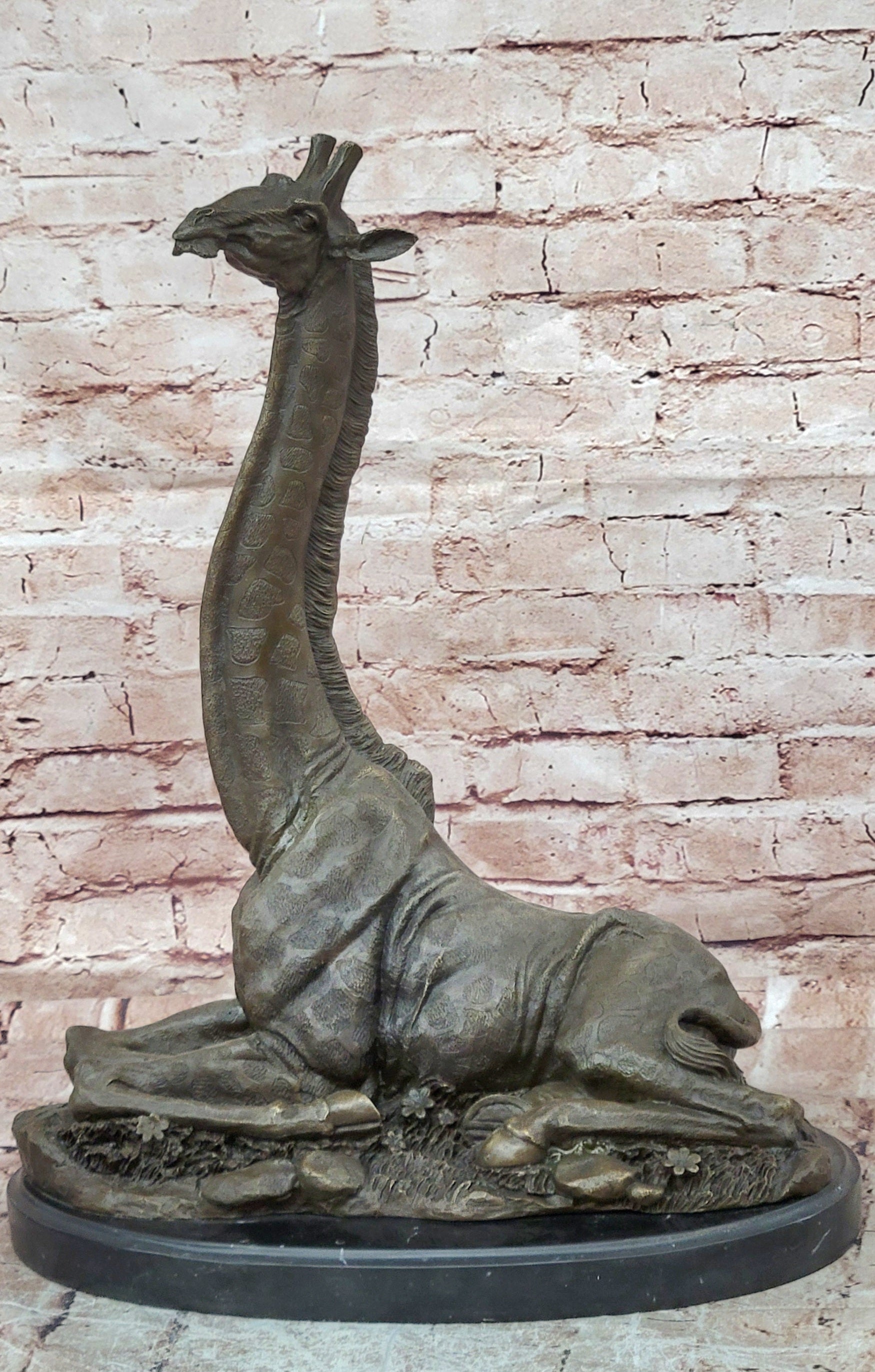 Giraffe Bronze Statue Sculpture Animal Home Decoration Signed Nick Figurine Hot Cast