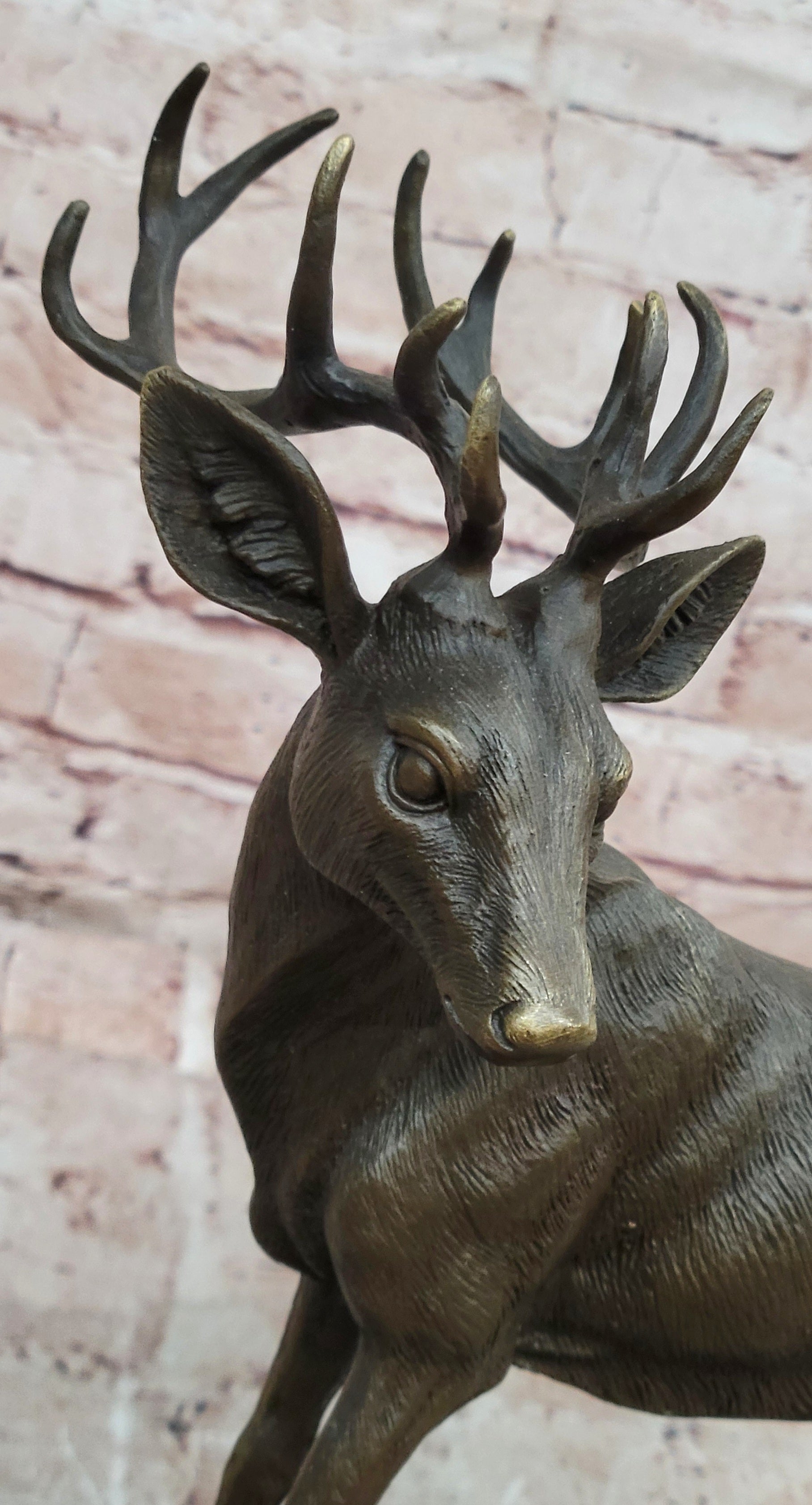 Signed Mario Nick Standing White Tail Deer Stag Real Bronze Sculpture Statue