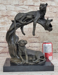 Cheetah Family Bronze Sculpture African Art 14" x 10.5"