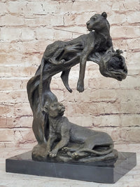 Cheetah Family Bronze Sculpture African Art 14" x 10.5"