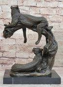 Cheetah Family Bronze Sculpture African Art 14" x 10.5"