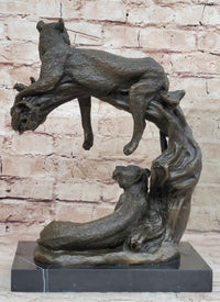 Cheetah Family Bronze Sculpture African Art 14" x 10.5"