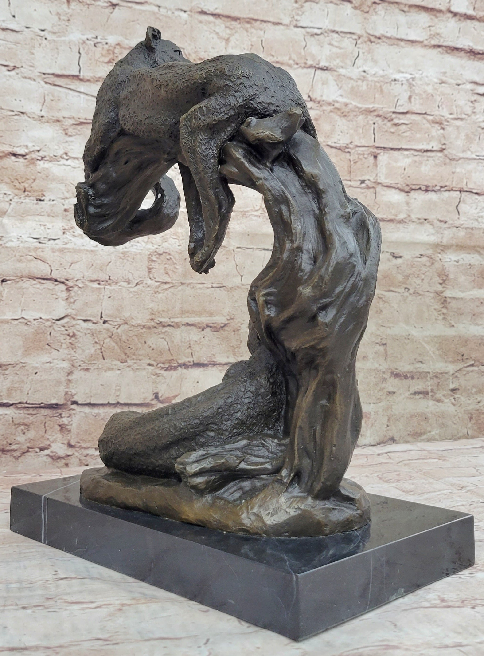 Cheetah Family Bronze Sculpture African Art 14" x 10.5"