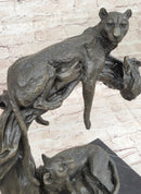 Cheetah Family Bronze Sculpture African Art 14" x 10.5"