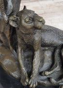 Cheetah Family Bronze Sculpture African Art 14" x 10.5"