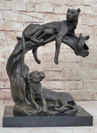 Cheetah Family Bronze Sculpture African Art 14" x 10.5"