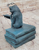 Frog Reading a Book Bronze Metal Sculpture Signed Art