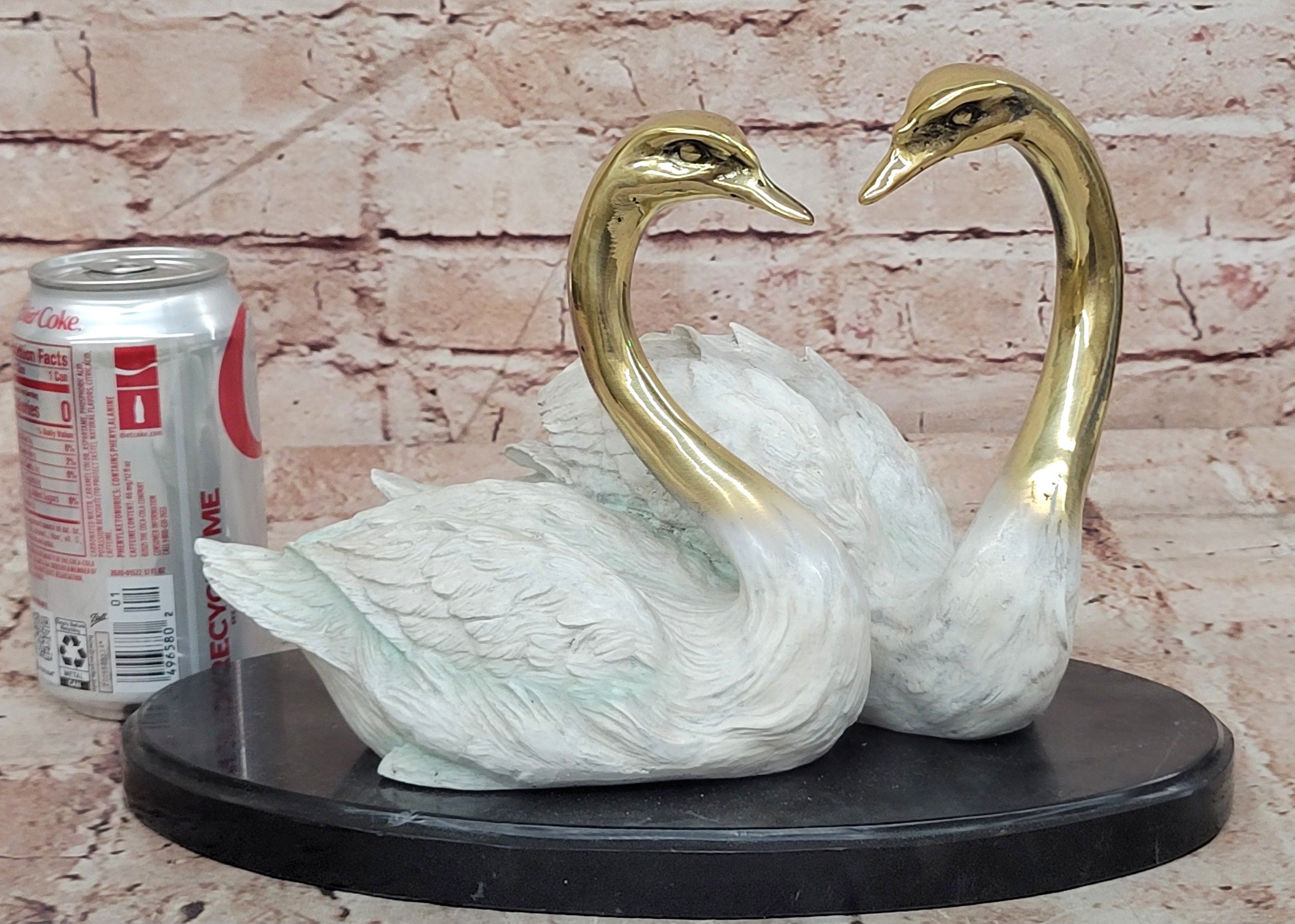 Hand Made Two Swan Bronze Statue Sculpture Home Decor Signed Milo Gift