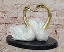 Hand Made Two Swan Bronze Statue Sculpture Home Decor Signed Milo Gift