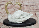 Hand Made Two Swan Bronze Statue Sculpture Home Decor Signed Milo Gift