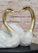 Hand Made Two Swan Bronze Statue Sculpture Home Decor Signed Milo Gift
