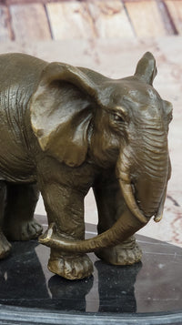 Mother and Child Elephant & Calf Barye Bronze on Marble Base