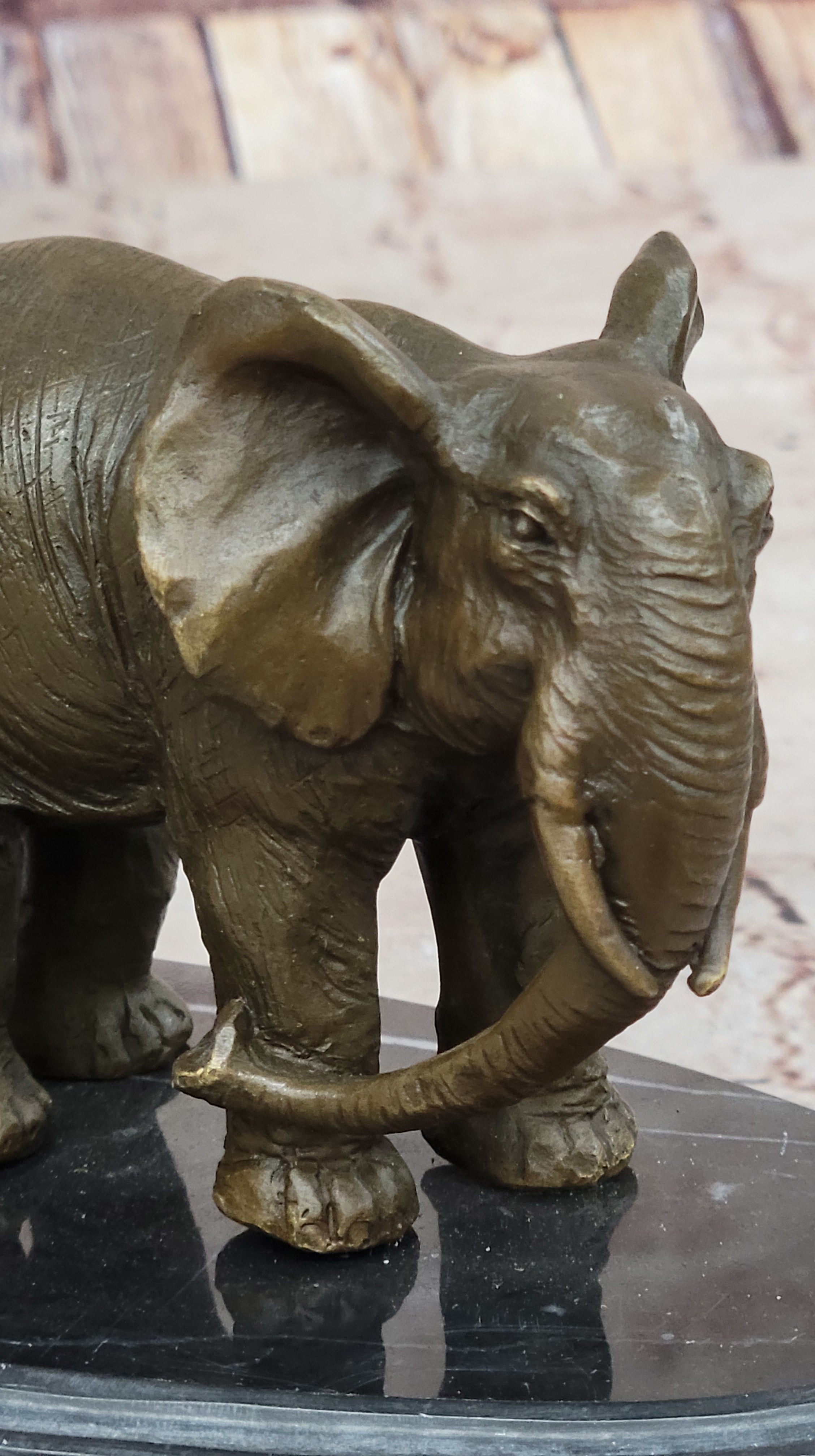 Mother and Child Elephant & Calf Barye Bronze on Marble Base