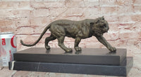 Signed Barye Bronze Walking Tiger Sculpture Wildlife Cat Statue Art Artwork