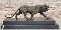 Signed Barye Bronze Walking Tiger Sculpture Wildlife Cat Statue Art Artwork