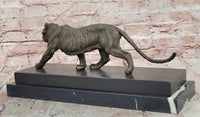 Signed Barye Bronze Walking Tiger Sculpture Wildlife Cat Statue Art Artwork