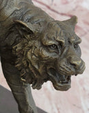 Signed Barye Bronze Walking Tiger Sculpture Wildlife Cat Statue Art Artwork
