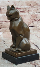 Cubist Bronze Cat Statue Sculpture for Cat Lovers, Elegant Sitting Cat Figurine