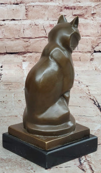 Cubist Bronze Cat Statue Sculpture for Cat Lovers, Elegant Sitting Cat Figurine