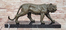 Bronze Sculpture of a Stalking Tiger W/ Brown Patina on a Marble Plinth Sale