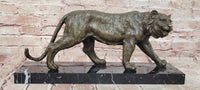 Bronze Sculpture of a Stalking Tiger W/ Brown Patina on a Marble Plinth Sale