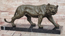 Bronze Sculpture of a Stalking Tiger W/ Brown Patina on a Marble Plinth Sale