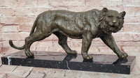 Bronze Sculpture of a Stalking Tiger W/ Brown Patina on a Marble Plinth Sale