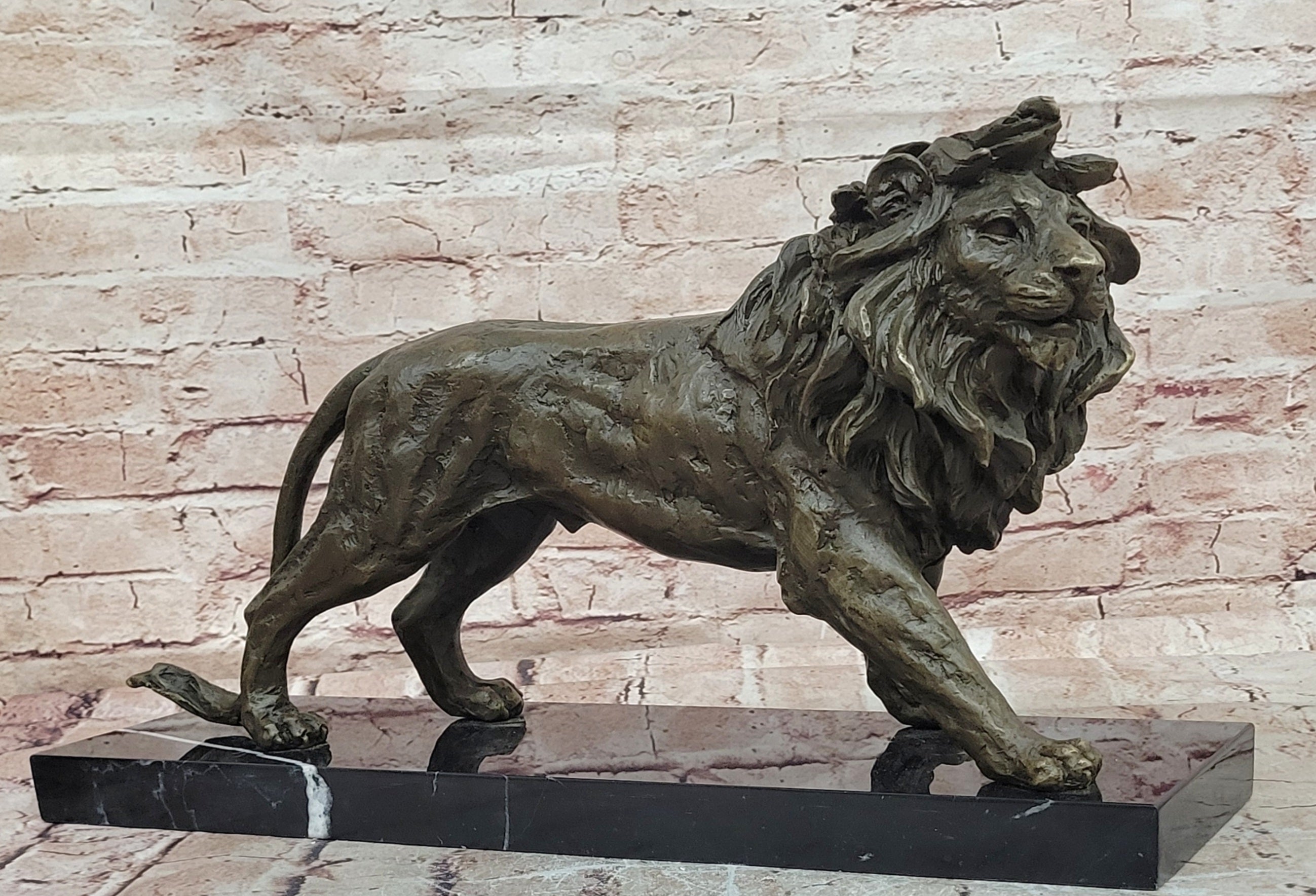 Lion Bronze Sculpture Statue Figure Handmade Art by Antoine Barye