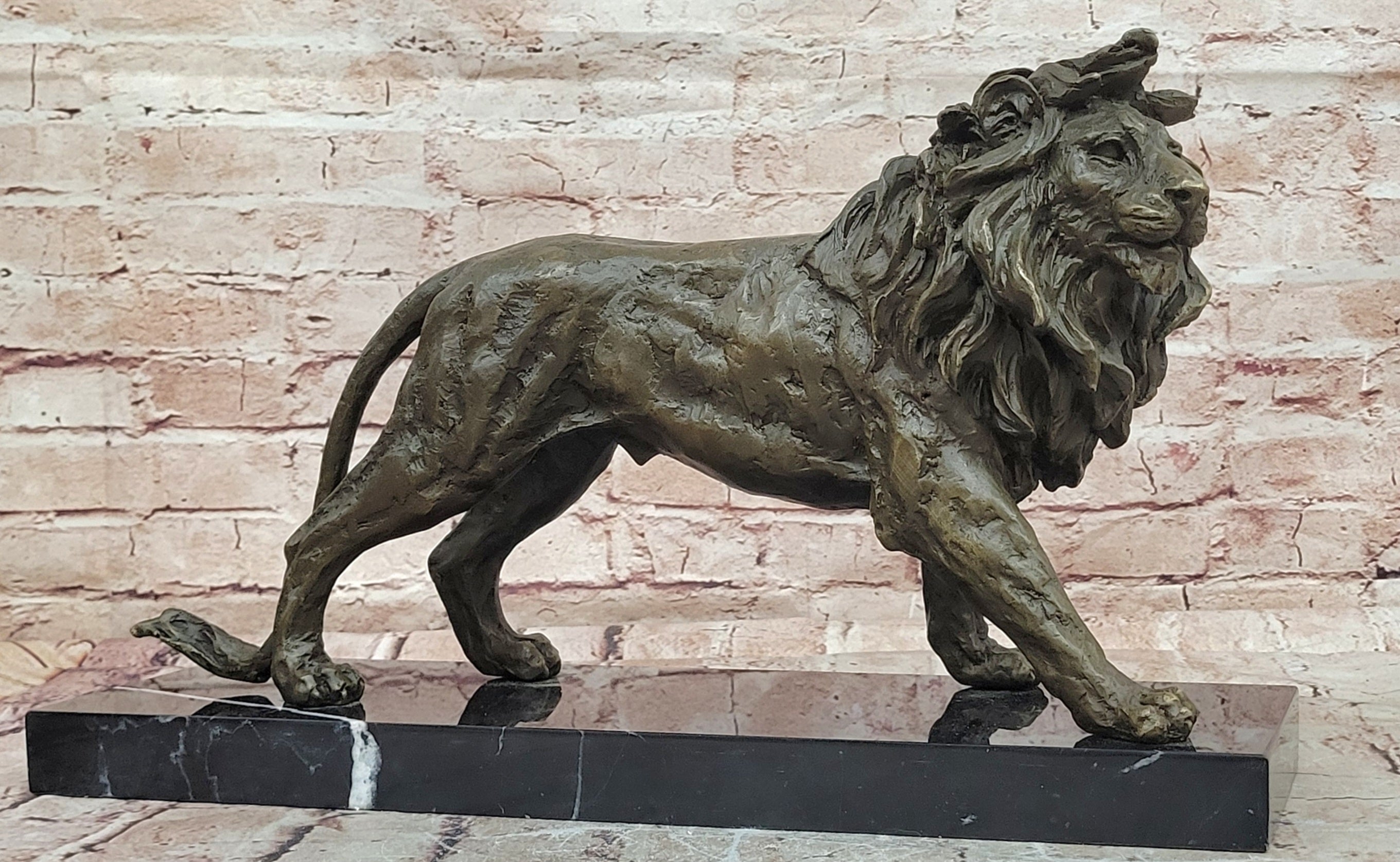 Lion Bronze Sculpture Statue Figure Handmade Art by Antoine Barye