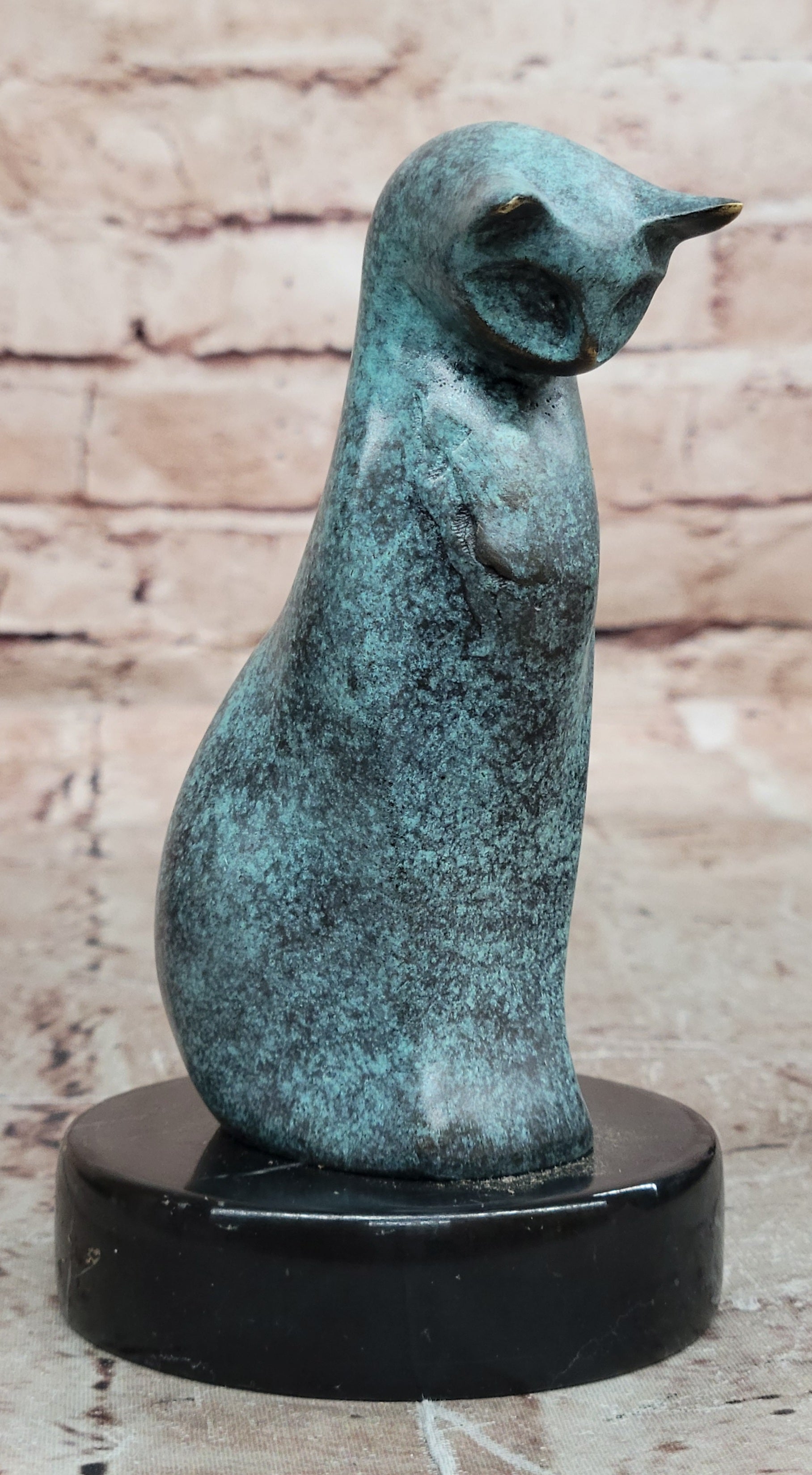 Bronze Cat Statue Sculpture Home Decor Mid Century Vintage Artwork Figure
