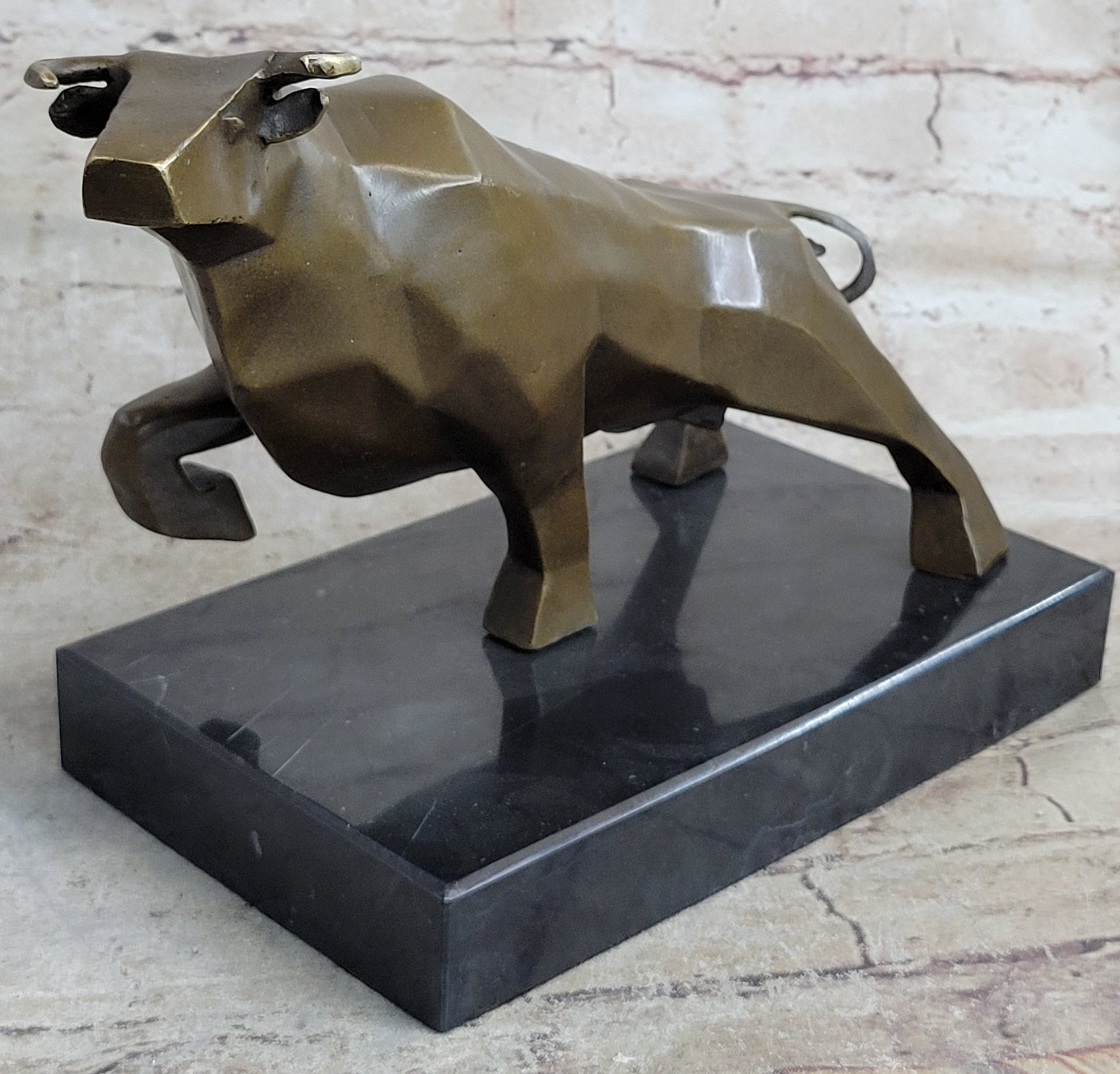 Abstract Geometric Bull Sculpture by Mario Nick
