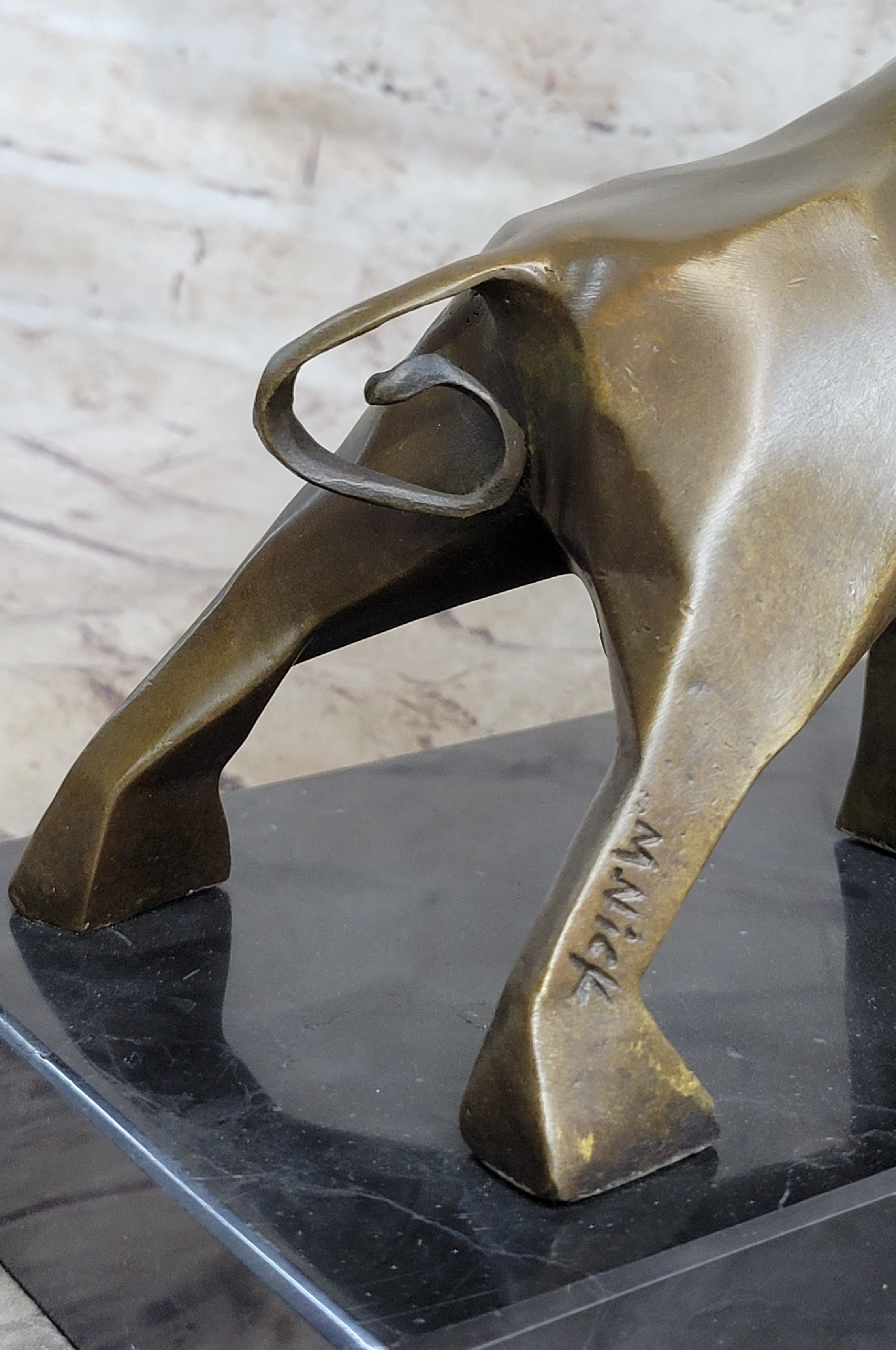Abstract Geometric Bull Sculpture by Mario Nick
