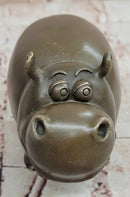 Hand Made Signed Original Milo Hippo Animal Bronze Sculpture Statue