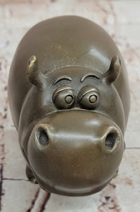 Hand Made Signed Original Milo Hippo Animal Bronze Sculpture Statue