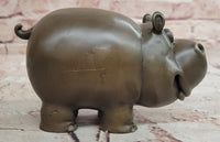 Hand Made Signed Original Milo Hippo Animal Bronze Sculpture Statue