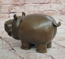 Hand Made Signed Original Milo Hippo Animal Bronze Sculpture Statue