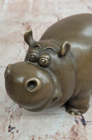 Hand Made Signed Original Milo Hippo Animal Bronze Sculpture Statue