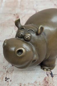 Hand Made Signed Original Milo Hippo Animal Bronze Sculpture Statue