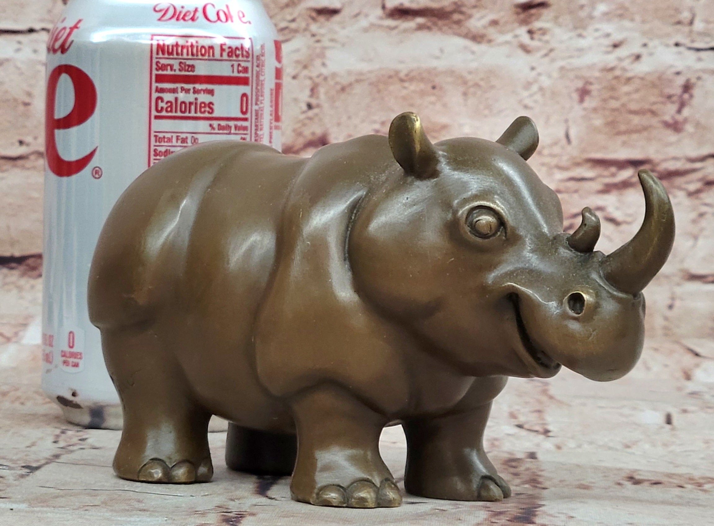 Hand Made Original Milo Rhino Botero Style Bronze Sculpture Figurine Decor