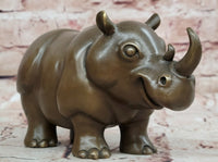Hand Made Original Milo Rhino Botero Style Bronze Sculpture Figurine Decor